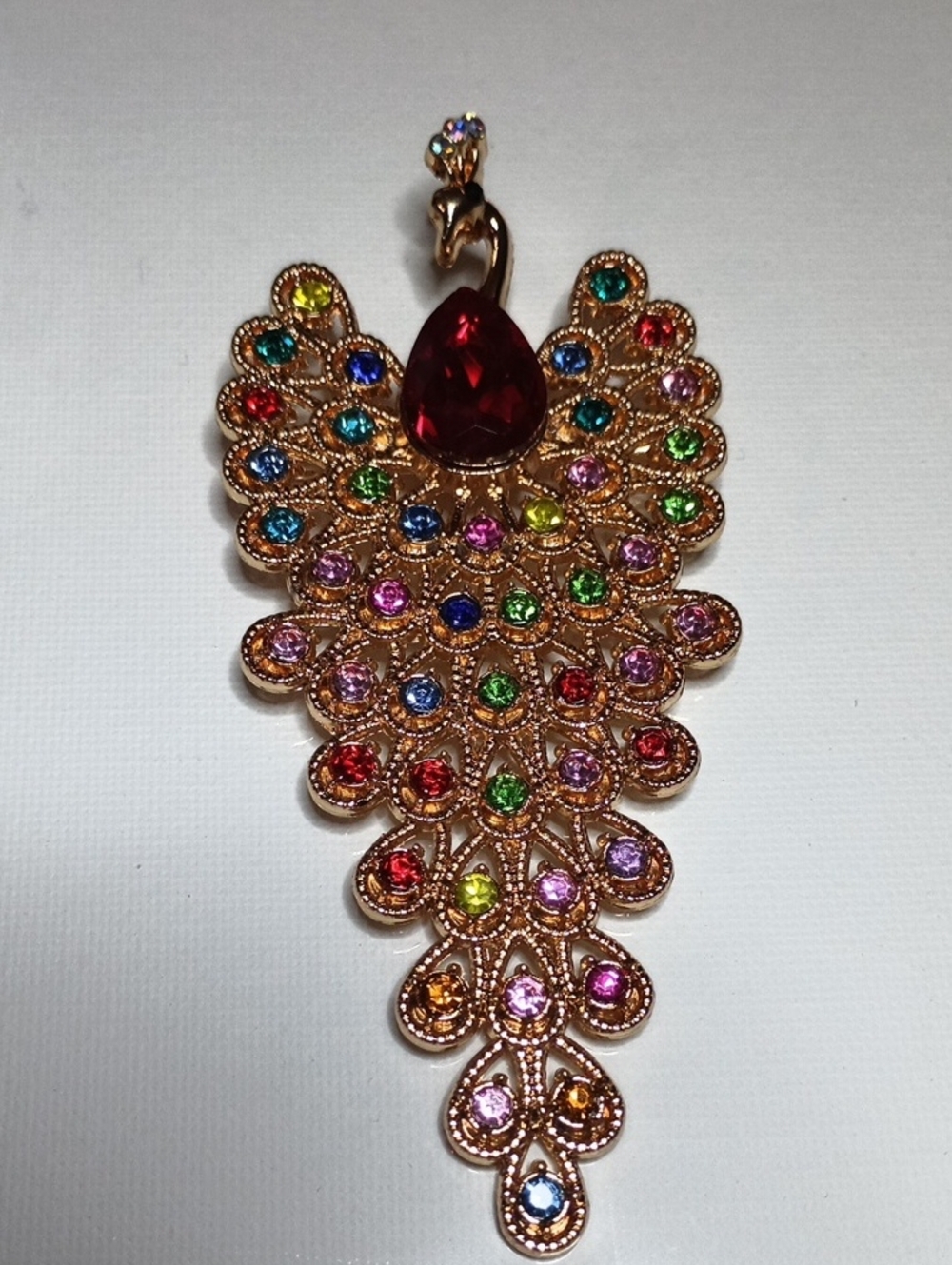 Multicolor Peacock Brooch